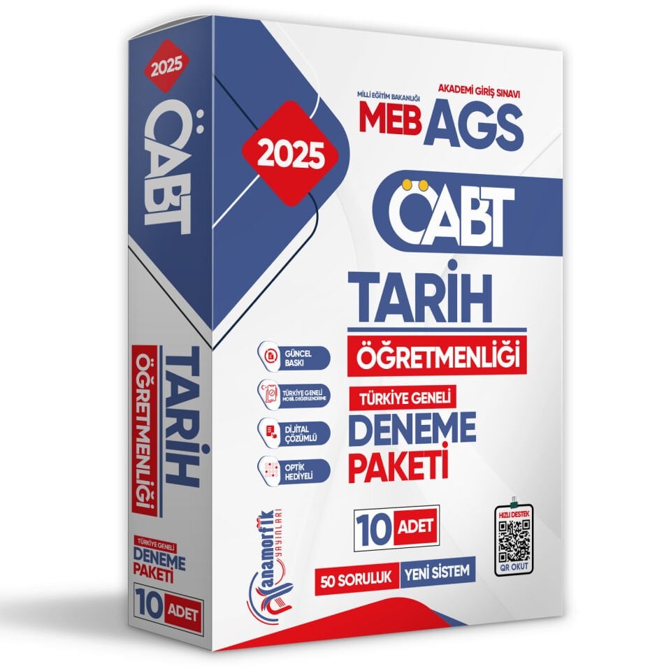 2025 MEB-AGS ÖABT YENİ SİSTEM TARİH Öğretmenliği 10lu Paket Deneme Çözümlü Türkiye Geneli