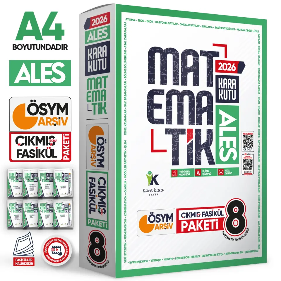 2026 ALES MATEMATİK Kara Kutu 8li Fasikül SETİ ÖSYM Çıkmış Soru Bankası Çözümlü Modüler PAKET