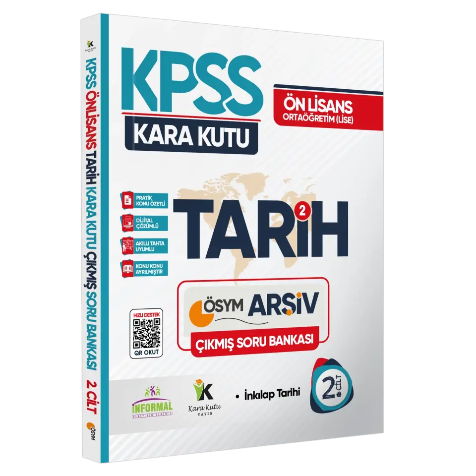 KPSS Önlisans-Ortaöğretim Tarih Kara Kutu 2.Cilt Çıkmış Soru Bankası Konu Özetli Dijital Çözümlü