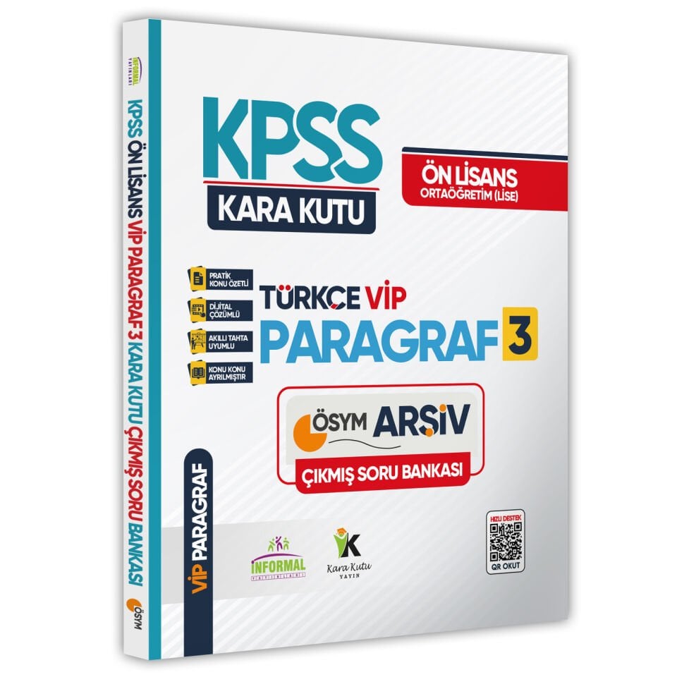 KPSS Önlisans-Ortaöğretim Türkçenin Kara Kutusu VİP PARAGRAF 3 ÖSYM Çıkmış Soru Bankası Çözümlü