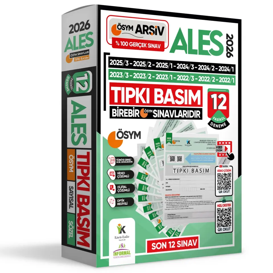 2026 ALES ÖSYM Çıkmış Soru 12li Tıpkı Basım ve 18li (10+8) Anamorfik Özgün Deneme Paketi TG Çözümlü