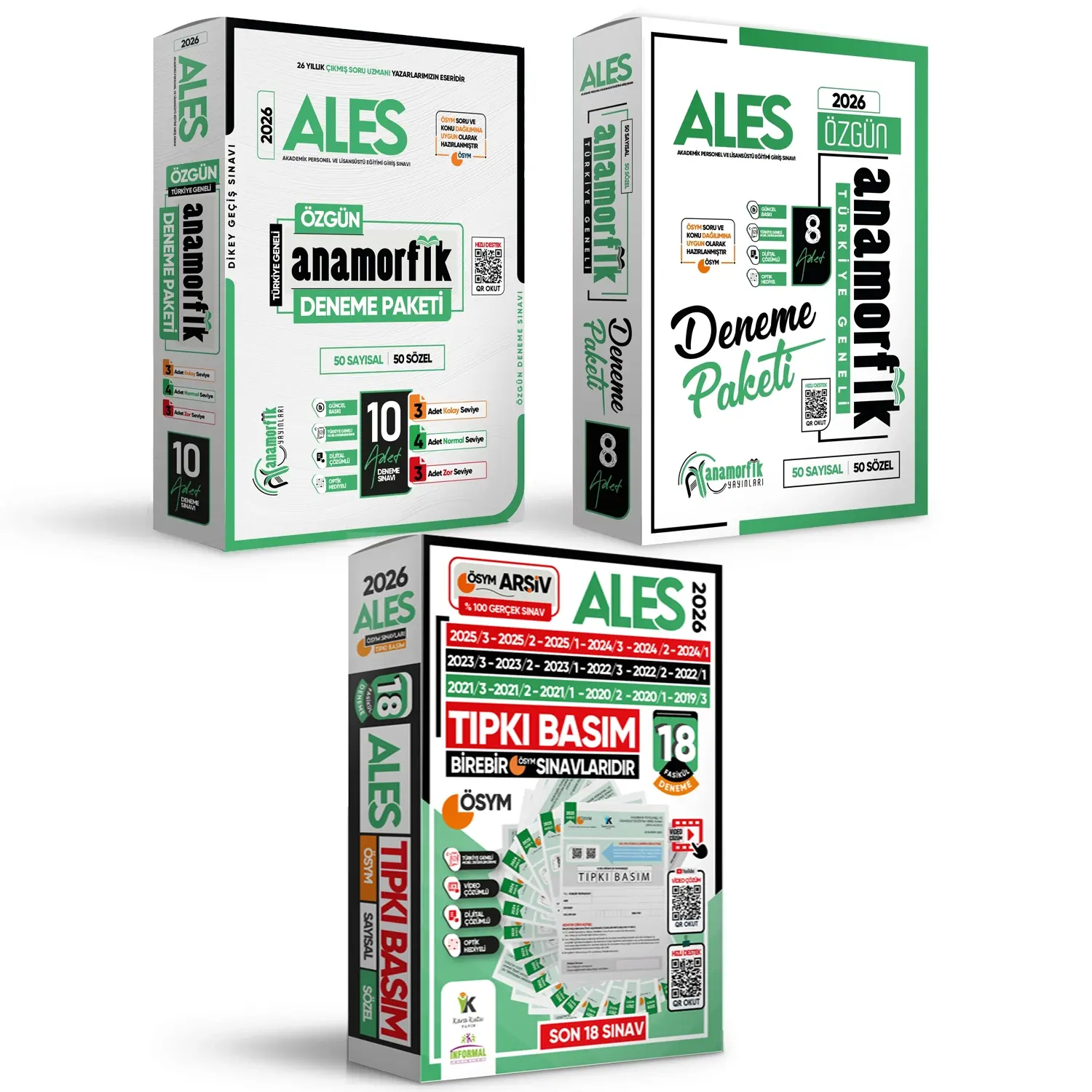 2026 ALES ÖSYM Çıkmış Soru 18li Tıpkı Basım ve 18li (10+8) Anamorfik Özgün Deneme Paketi TG Çözümlü