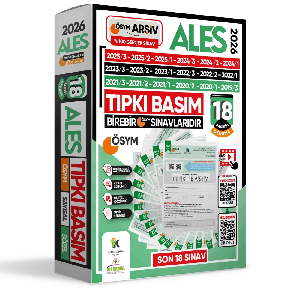 2026 ALES ÖSYM Çıkmış Soru 18li Tıpkı Basım ve 18li (10+8) Anamorfik Özgün Deneme Paketi TG Çözümlü