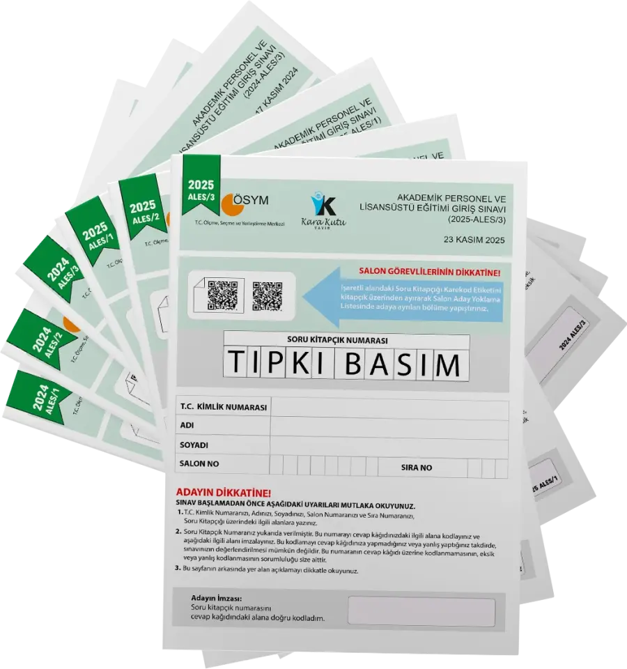 2026 ALES ÖSYM Tıpkı Basım Çıkmış Soru 6lı Deneme Paketi Video ve Dijital Çözümlü Türkiye Geneli
