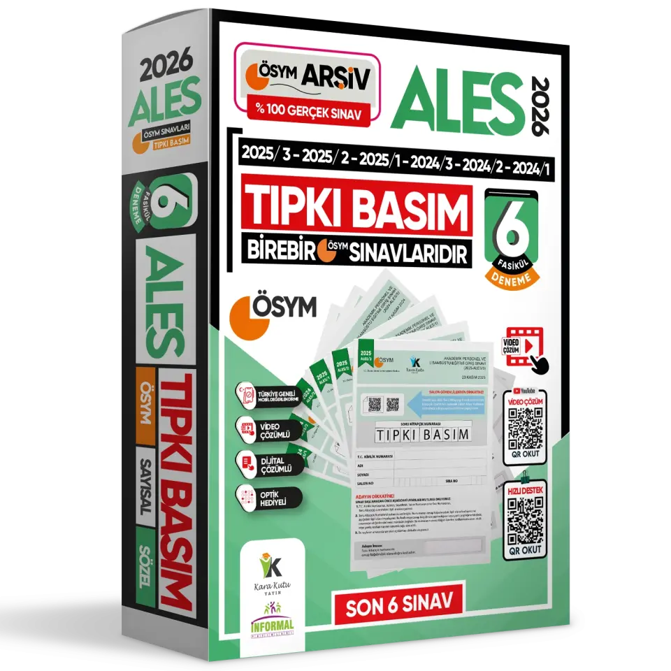 2026 ALES ÖSYM Tıpkı Basım Çıkmış Soru 6lı Deneme Paketi Video ve Dijital Çözümlü Türkiye Geneli