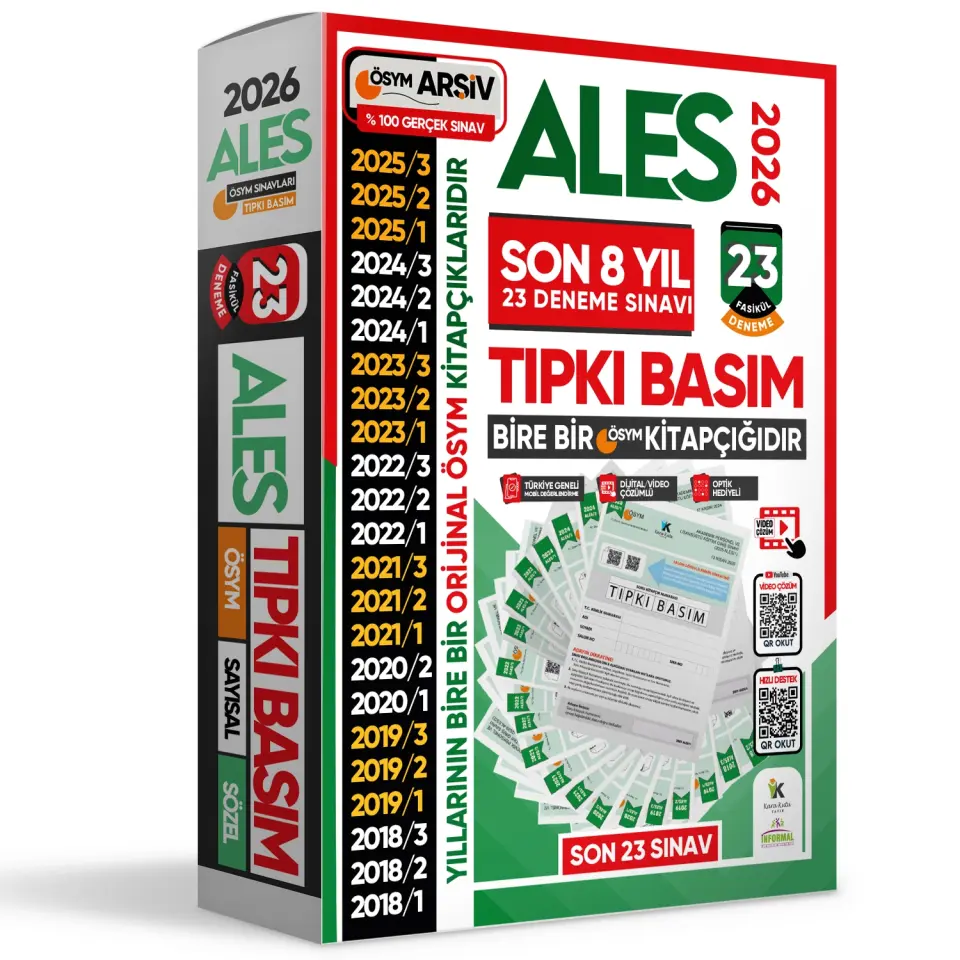 2026 ALES ÖSYM Tıpkı Basım EN EKONOMİK Çıkmış Soru 23lü Deneme Paketi Video/PDF Çözüm Türkiye Geneli