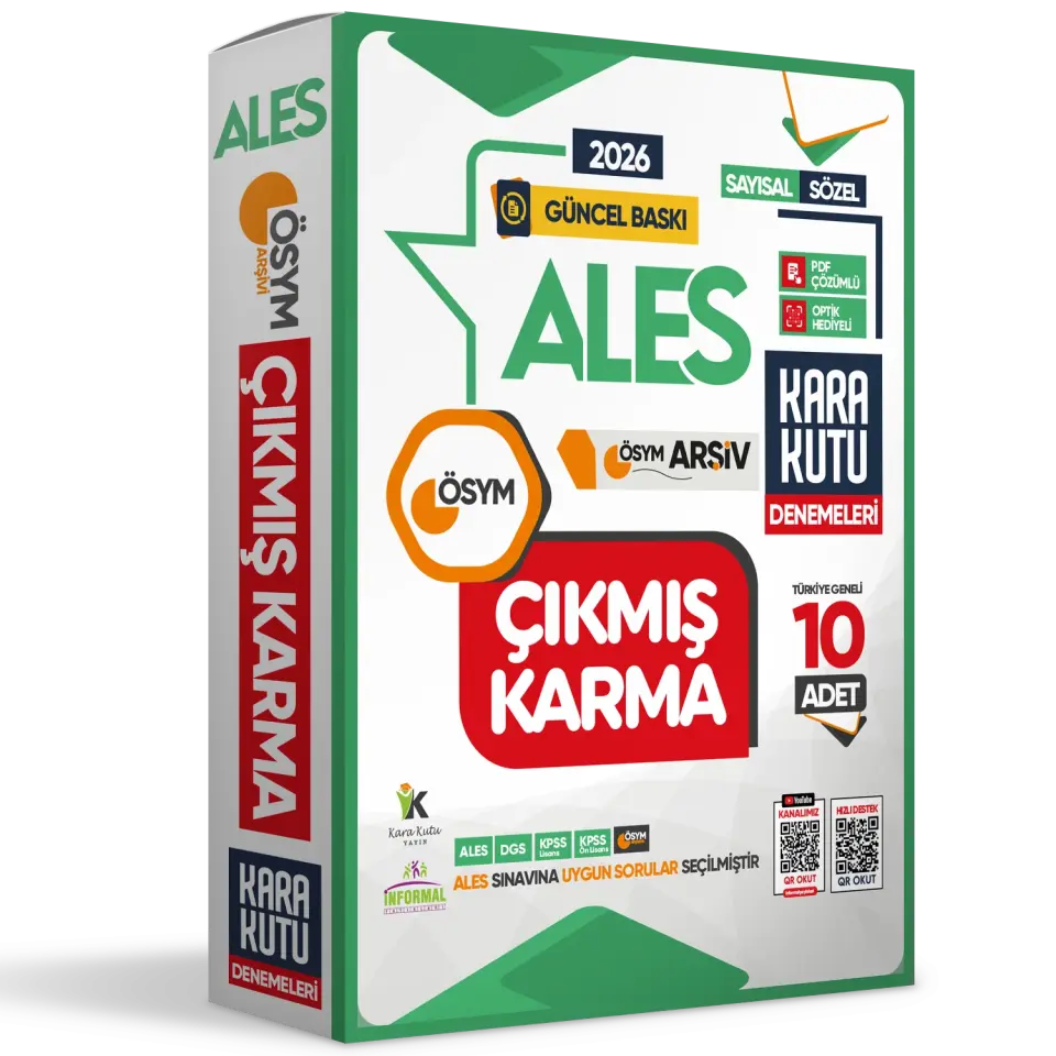2026 ALES Sayısal-Sözel-TM ÖSYM Çıkmış Karma Kara Kutu 10lu Deneme Paketi Türkiye Geneli D. Çözümlü