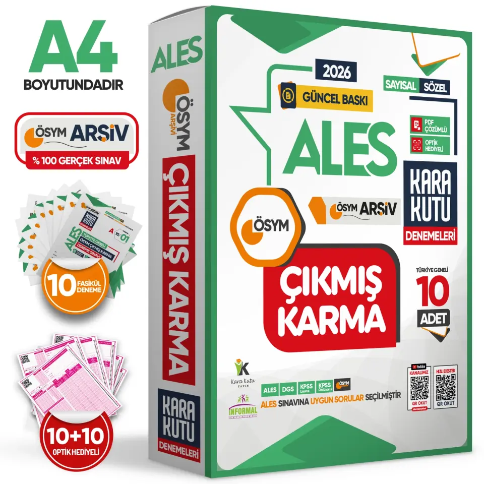 2026 ALES Sayısal-Sözel-TM ÖSYM Çıkmış Karma Kara Kutu 10lu Deneme Paketi Türkiye Geneli D. Çözümlü