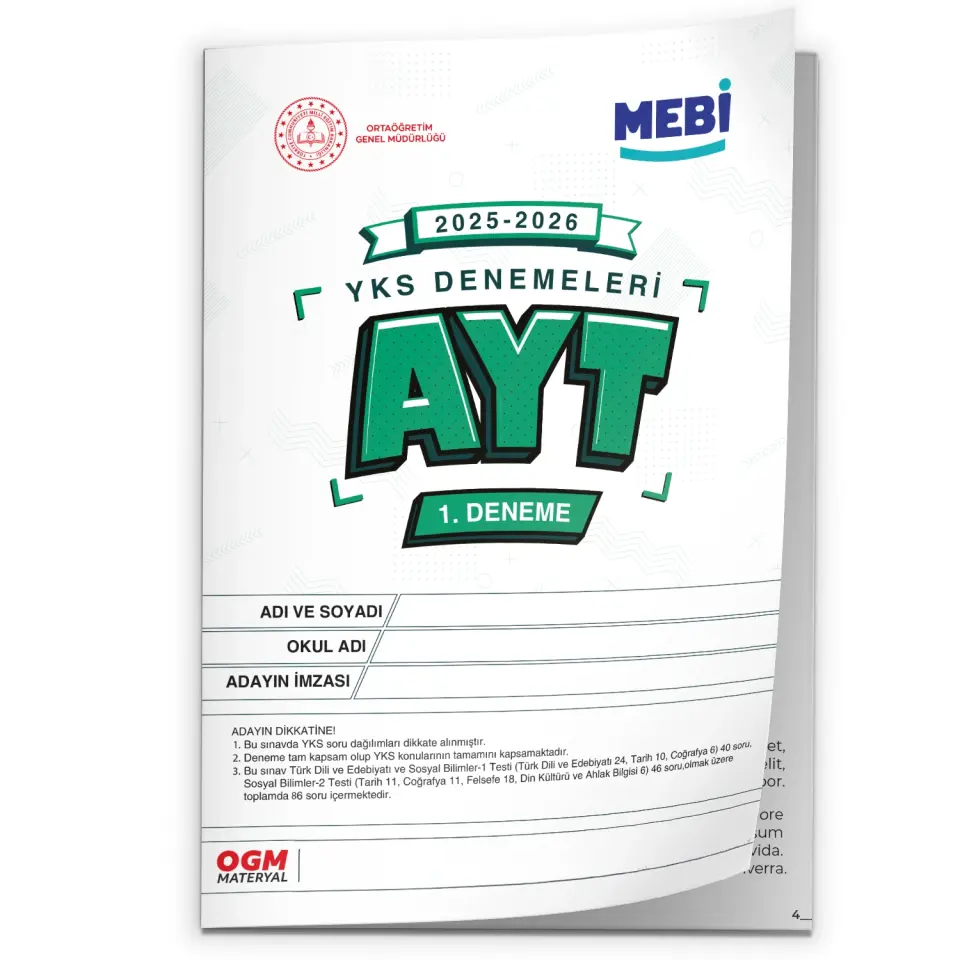2026 YKS-AYT MEBİ OGM SÖZEL Güncel Seri Online Deneme 11li SET BASKI ÜCRETİ