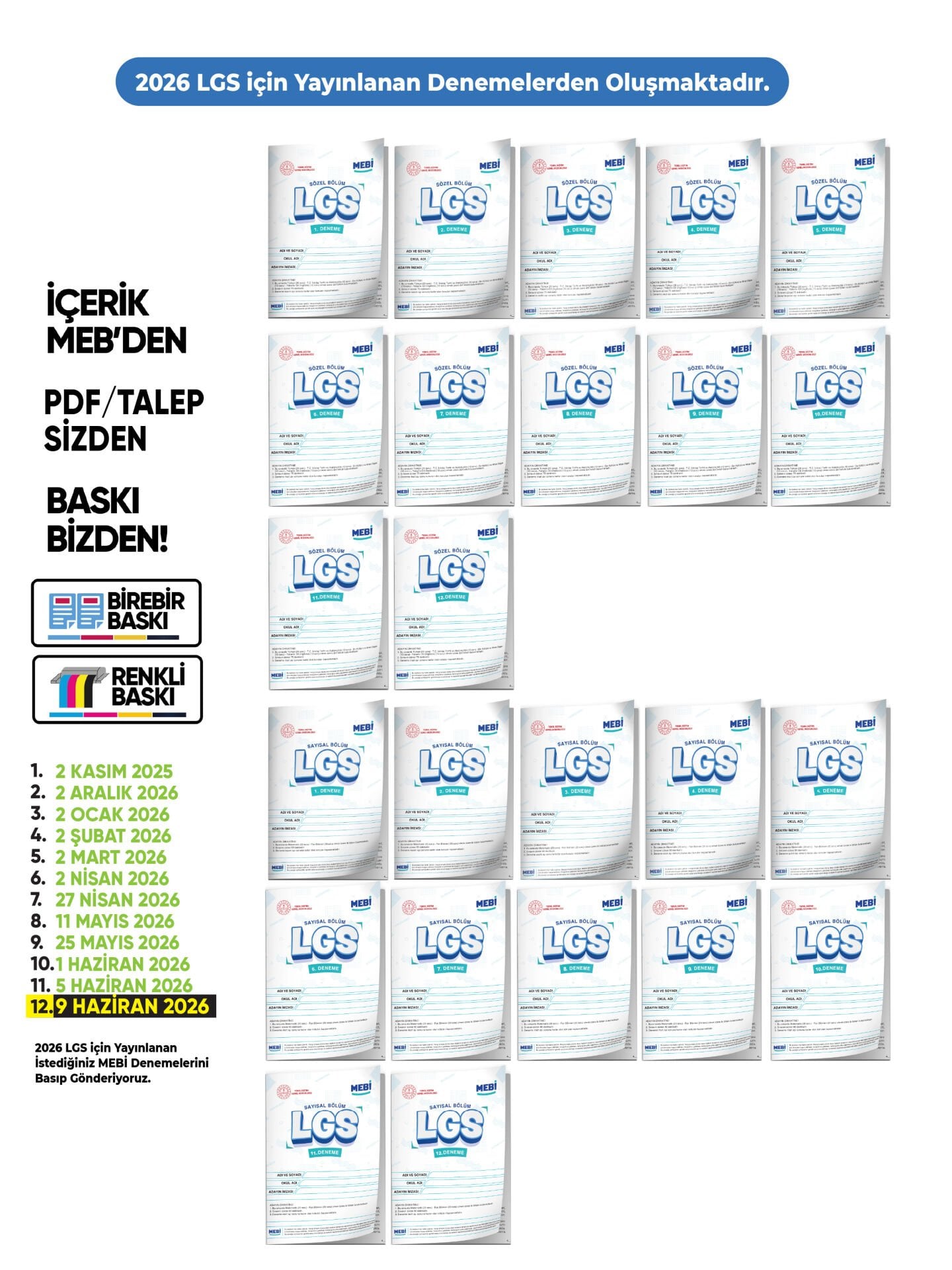 2026 LGS 8.Sınıf MEBi ONLİNE 1.2.3.4.5.6.7.8.9.10.11.12. Deneme Türkiye Geneli Paket PDF BASKI ÜCRETİ