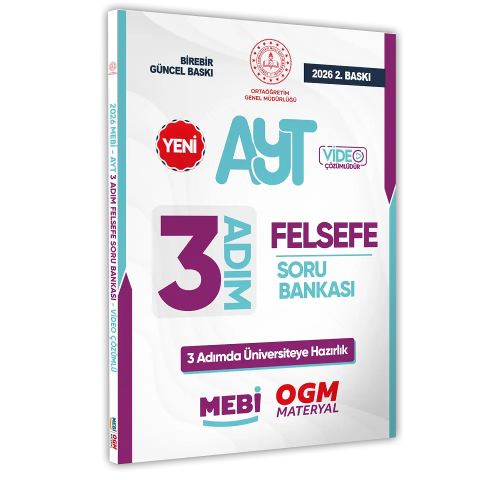 2026 AYT MEBİ-OGM 3 ADIM Felsefe Soru Bankası RENKLİ A4 Boyut Video Çözümlü BASKI ÜCRETİ