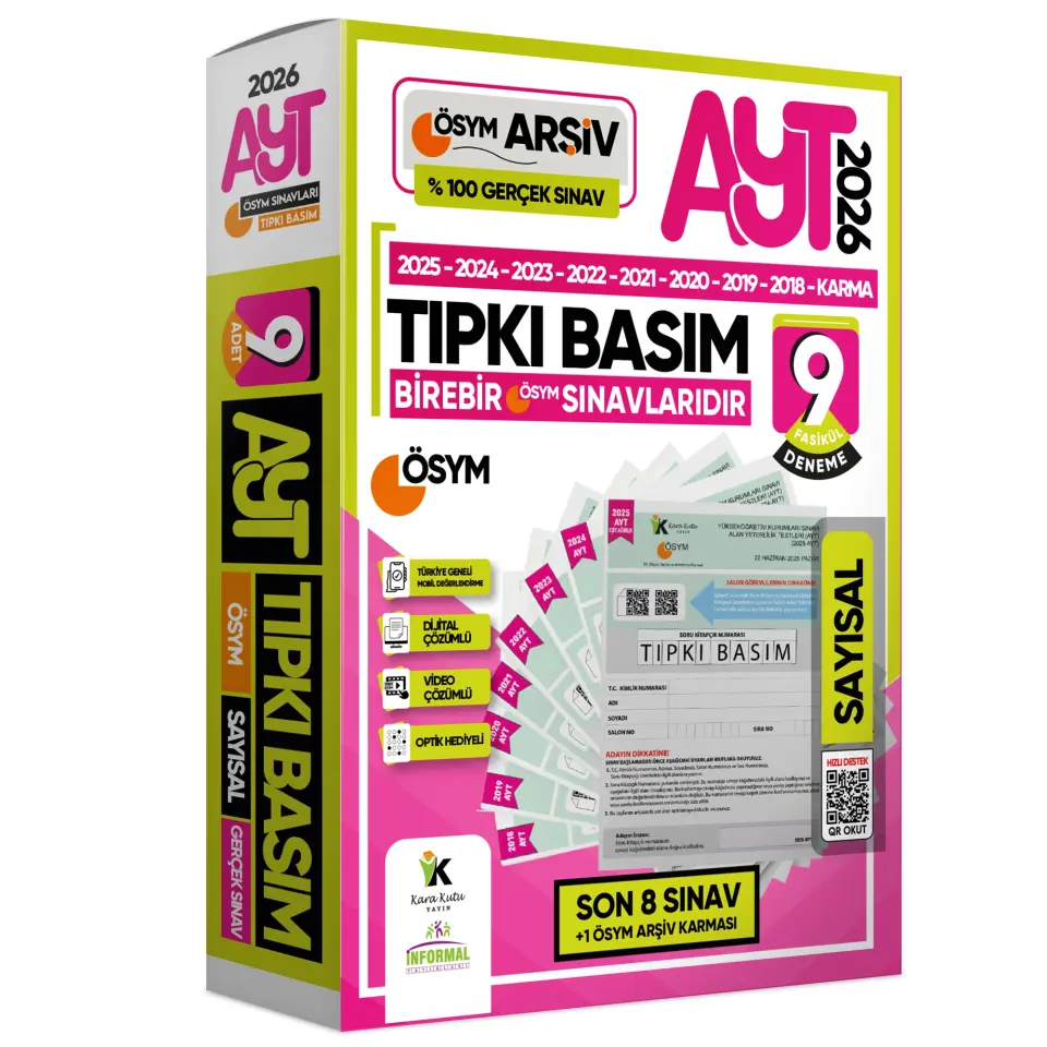2026 AYT SAYISAL ÖSYM Çıkmış Soru Tıpkı Basım 9lu Deneme Paketi Türkiye Geneli Çözümlü SET
