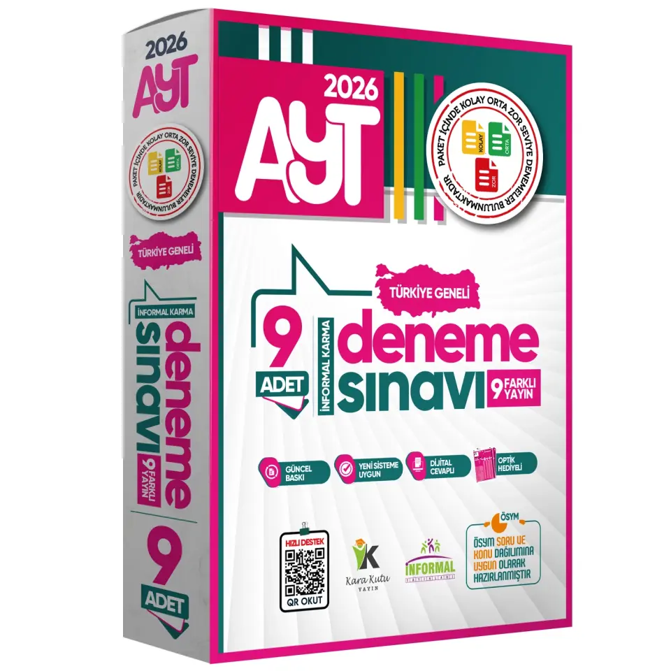 2026 AYT Türkiye Geneli Kurumsal 9lu Paket Deneme Sınavı Dijital Cevaplı