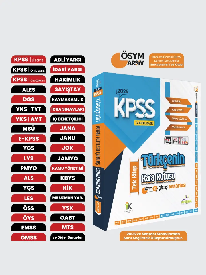 KPSS Türkçenin Kara Kutusu TEK KİTAP Konu Özetli D.Çözümlü ÖSYM ARŞİV Çıkmış Soru Bankası