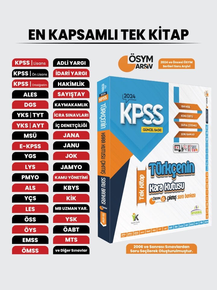 KPSS Türkçenin Kara Kutusu TEK KİTAP Konu Özetli D.Çözümlü ÖSYM ARŞİV Çıkmış Soru Bankası