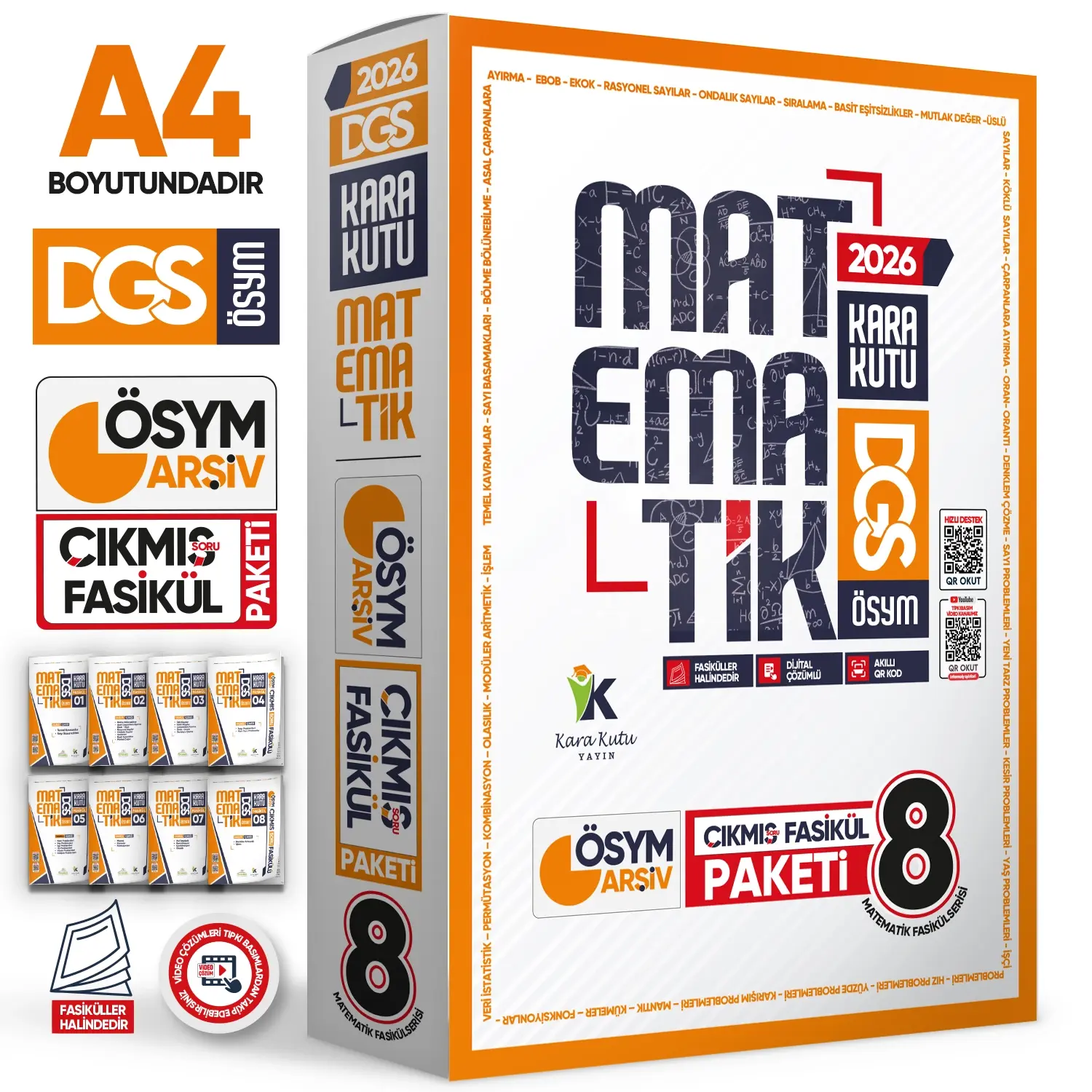 2026 DGS MATEMATİK Kara Kutu 8li Fasikül SETİ ÖSYM Çıkmış Soru Bankası Çözümlü Modüler PAKET