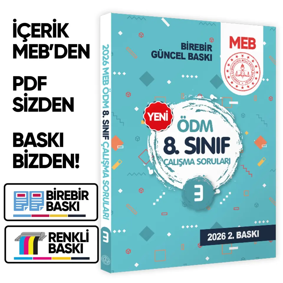 LGS MEB Çalışma Soruları Ölçme Değerlendirme Merkezi ÖDM 8.Sınıf Çalışma Kitabı 3 BASKI ÜCRETİ