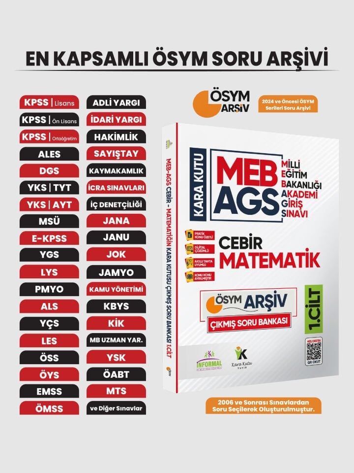 MEB AGS Matematik Kara Kutu 1.Cilt En Kapsamlı ÖSYM Çıkmış Soru Bankası Konu Özetli Dijital Çözümlü