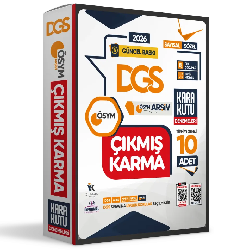 2026 DGS Sayısal-Sözel-TM ÖSYM Çıkmış Karma Kara Kutu 10lu Deneme Paketi Türkiye Geneli D. Çözümlü
