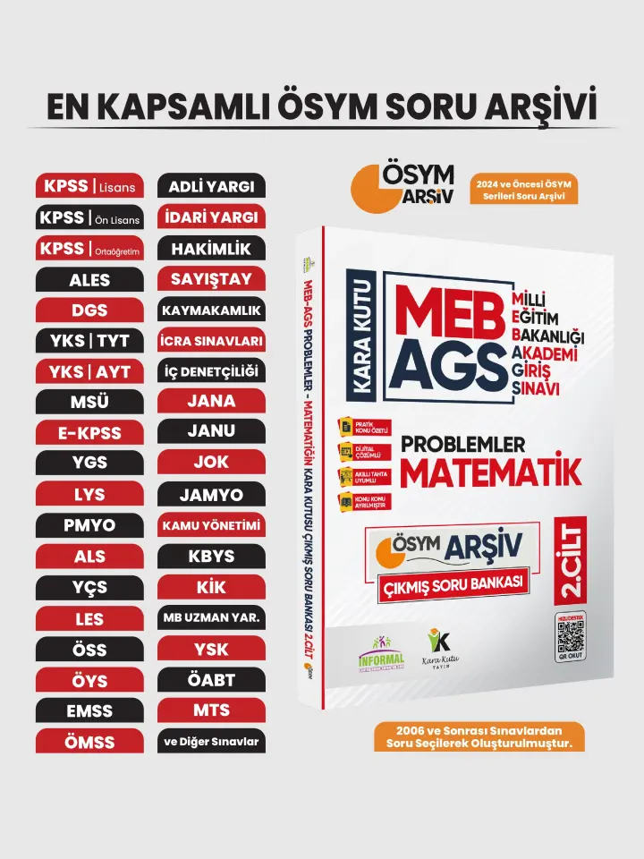 MEB AGS Matematik Kara Kutu 2.Cilt En Kapsamlı ÖSYM Çıkmış Soru Bankası Konu Özetli Dijital Çözümlü