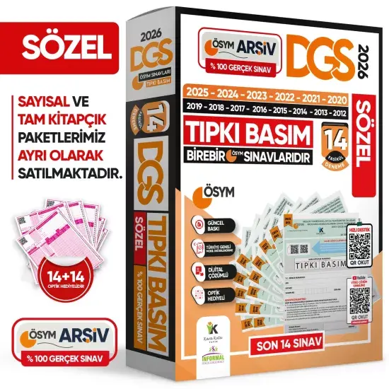 2026 DGS SÖZEL (SÖZ) ÖSYM Çıkmış Soru Tıpkı Basım 14lü Deneme Kitapçığı Türkiye Geneli Çözümlü