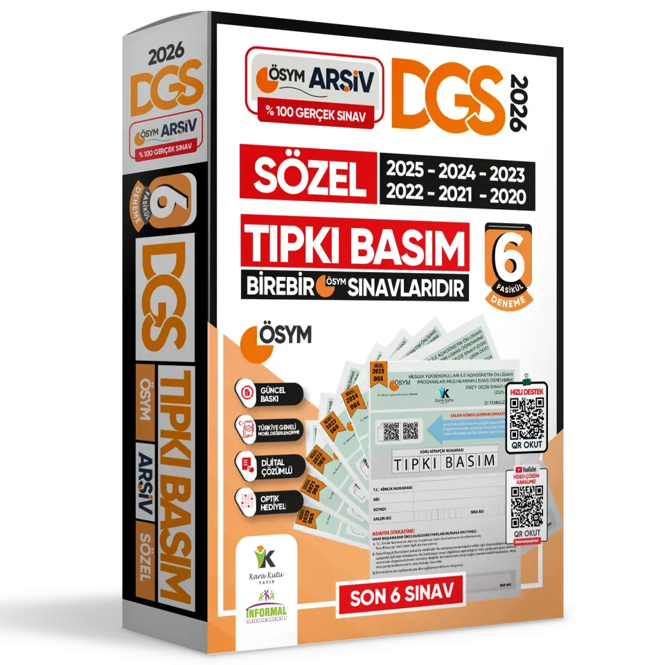 2026 DGS SÖZEL (SÖZ) ÖSYM Çıkmış Soru Tıpkı Basım 6lı Deneme Kitapçığı Türkiye Geneli Çözümlü