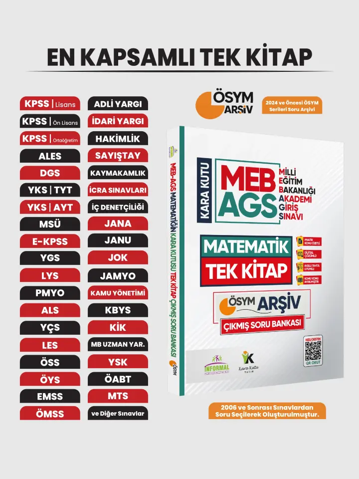MEB AGS Matematik Kara Kutu TEK KİTAP En Kapsamlı ÖSYM Çıkmış Soru Bankası Özetli Dijital Çözümlü
