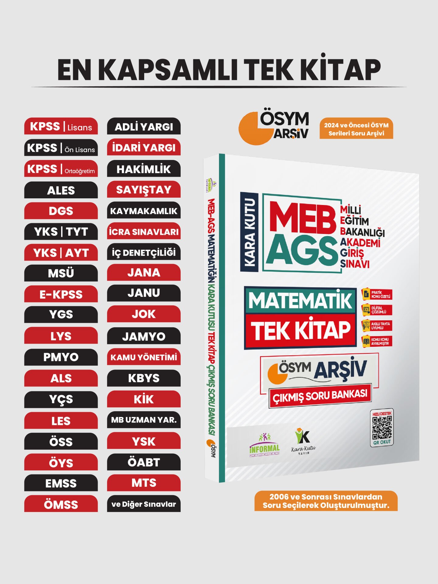 MEB AGS Matematik Kara Kutu TEK KİTAP En Kapsamlı ÖSYM Çıkmış Soru Bankası Özetli Dijital Çözümlü