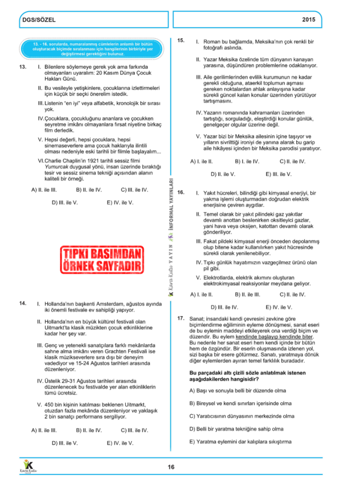 2026 DGS TAM Sayısal-Sözel ÖSYM Çıkmış Soru Tıpkı Basım 14lü Deneme Türkiye Geneli Dijital Çözümlü