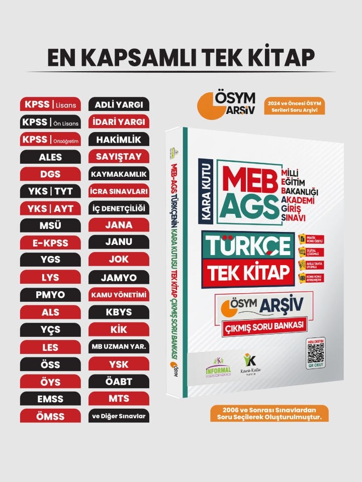 MEB AGS Türkçenin Kara Kutusu TEK KİTAP En Kapsamlı ÖSYM Çıkmış Soru Bankası Özetli Dijital Çözümlü