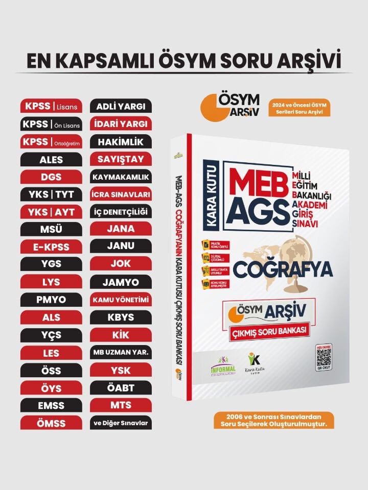 MEB-AGS Coğrafyanın Kara Kutusu En Kapsamlı Konu Özetli Dijital Çözümlü Soru Bankası