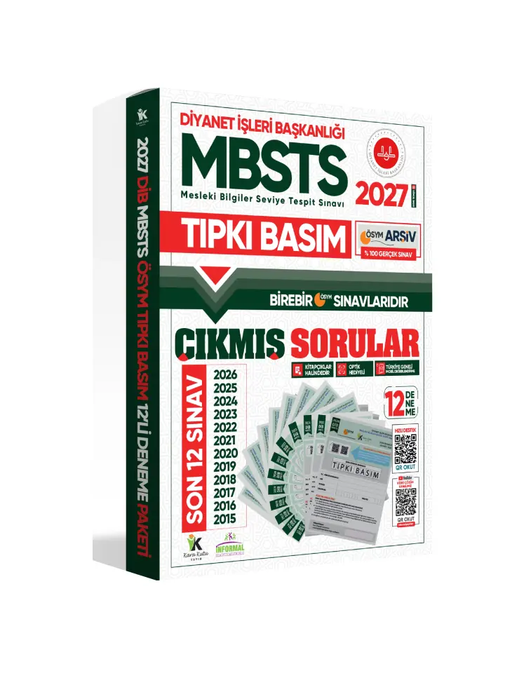 2027 DİB-MBSTS ÖSYM Çıkmış Soru Tıpkı Basım 12li Kitapçık Türkiye Geneli Deneme Paketi