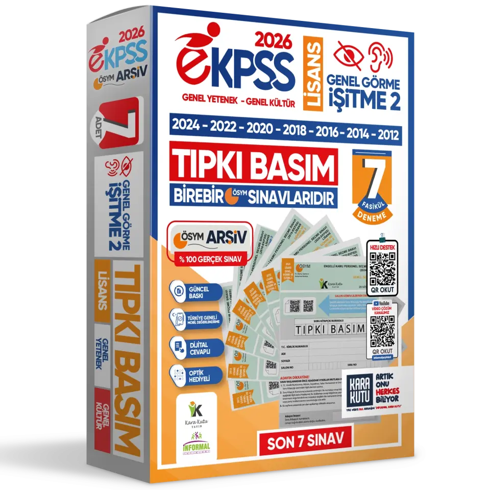 2026 EKPSS Lisans Genel Görme İşitme-2 ÖSYM Çıkmış Soru Tıpkı Basım 7li Kitapçık TG Deneme Paketi