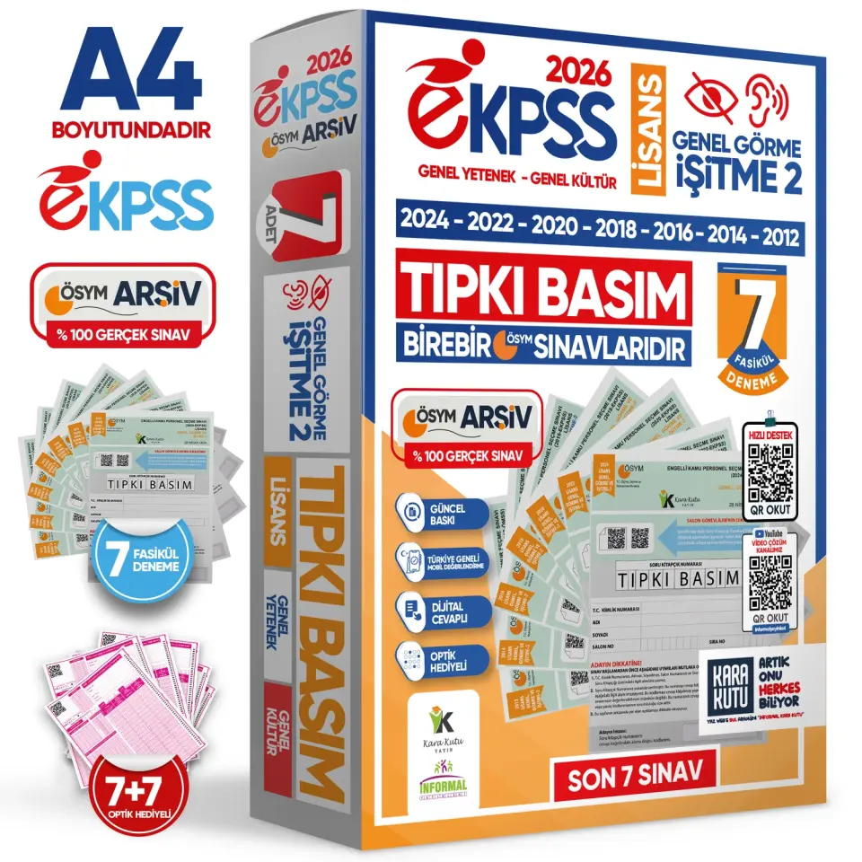 2026 EKPSS Lisans Genel Görme İşitme-2 ÖSYM Çıkmış Soru Tıpkı Basım 7li Kitapçık TG Deneme Paketi