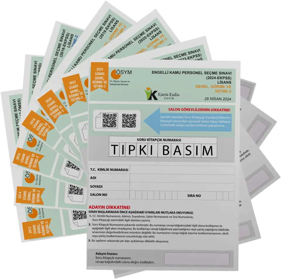 2026 EKPSS Lisans Genel Görme İşitme-2 ÖSYM Çıkmış Soru Tıpkı Basım 7li Kitapçık TG Deneme Paketi