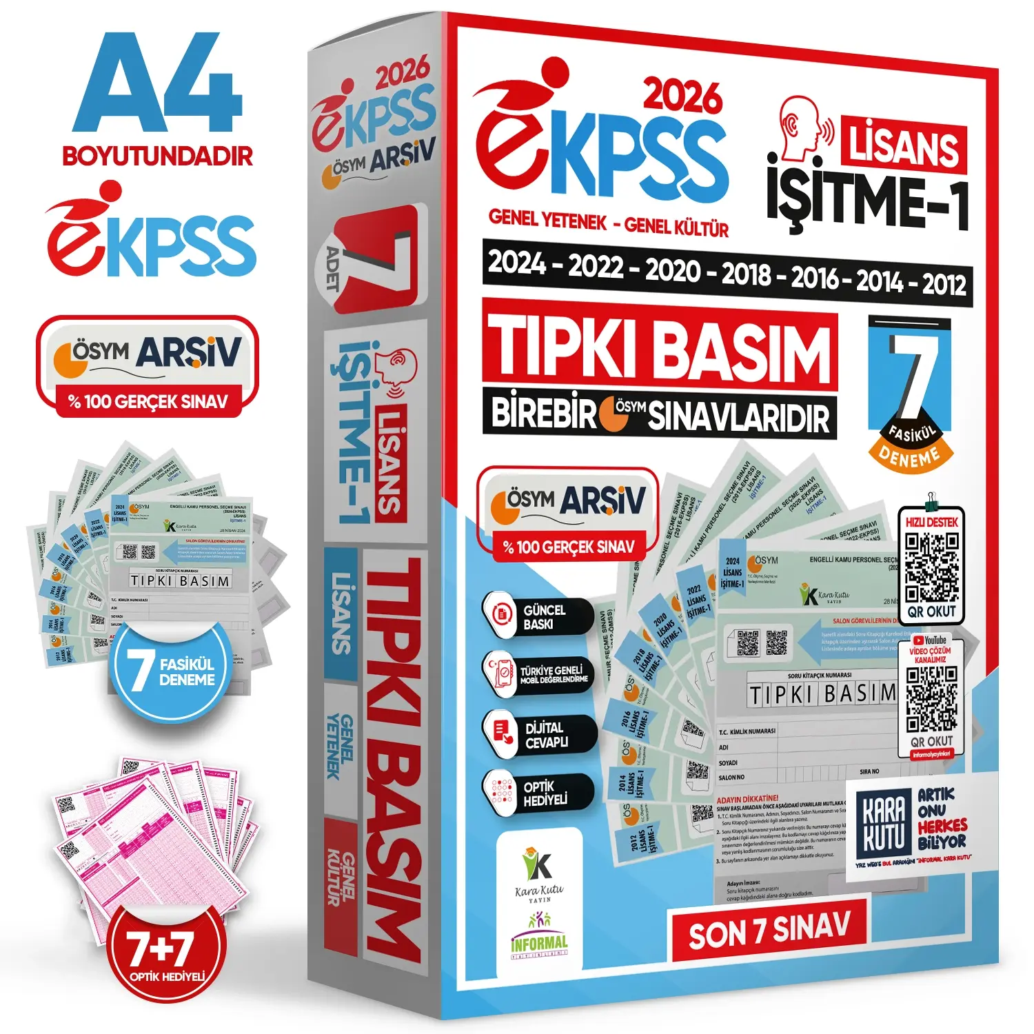 2026 EKPSS Lisans İşitme-1 ÖSYM Çıkmış Soru Tıpkı Basım Soru Kitapçıkları 7li TG Deneme Paketi