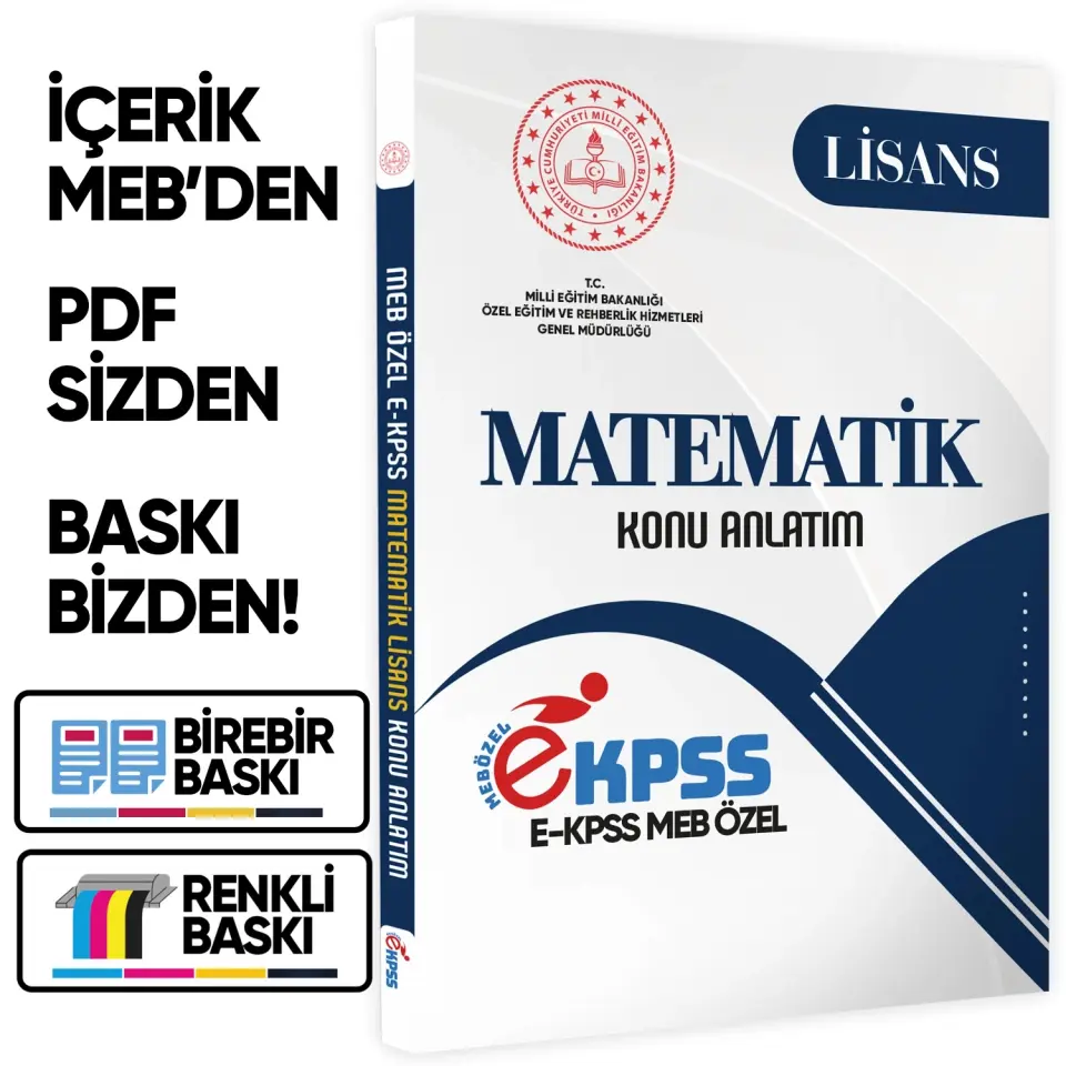 2026 EKPSS Lisans MATEMATİK MEB Özel Konu Anlatımı Kitabı (A4 Boyutlu)BASKI ÜCRETİ