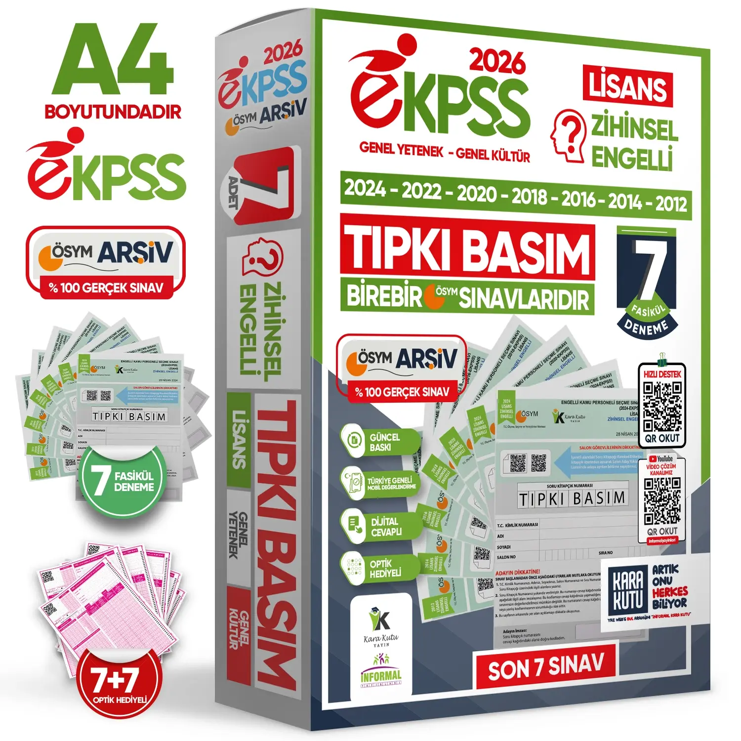 2026 EKPSS Lisans Zihinsel Engelli ÖSYM Çıkmış Soru Tıpkı Basım 7li Kitapçık TG Deneme Paketi