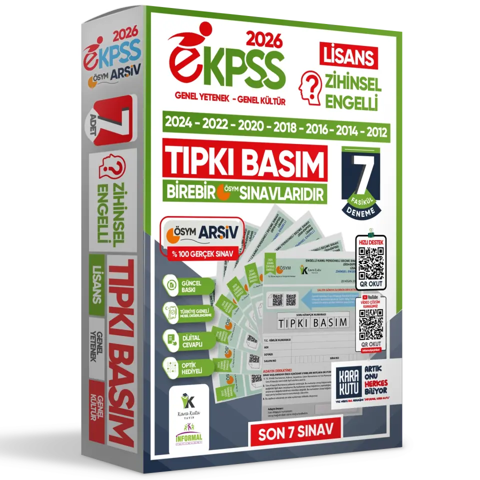 2026 EKPSS Lisans Zihinsel Engelli ÖSYM Çıkmış Soru Tıpkı Basım 7li Kitapçık TG Deneme Paketi