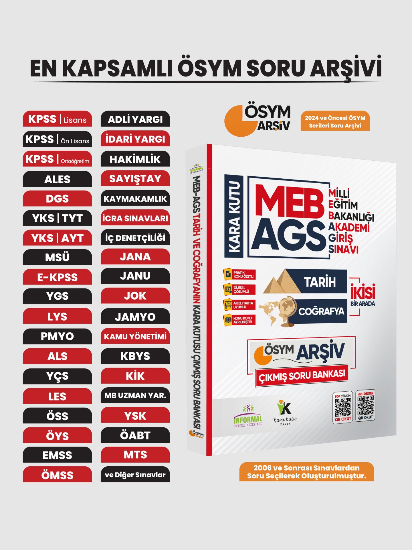 MEB-AGS Tarih ve Coğrafyanın Kara Kutusu En Kapsamlı ÖSYM Çıkmış Soru Bankası Konu Özetli Çözümlü