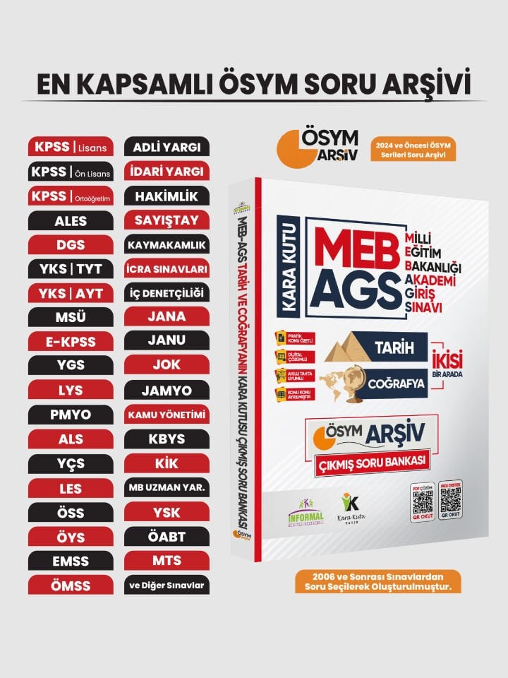 MEB-AGS Tarih ve Coğrafyanın Kara Kutusu En Kapsamlı ÖSYM Çıkmış Soru Bankası Konu Özetli Çözümlü
