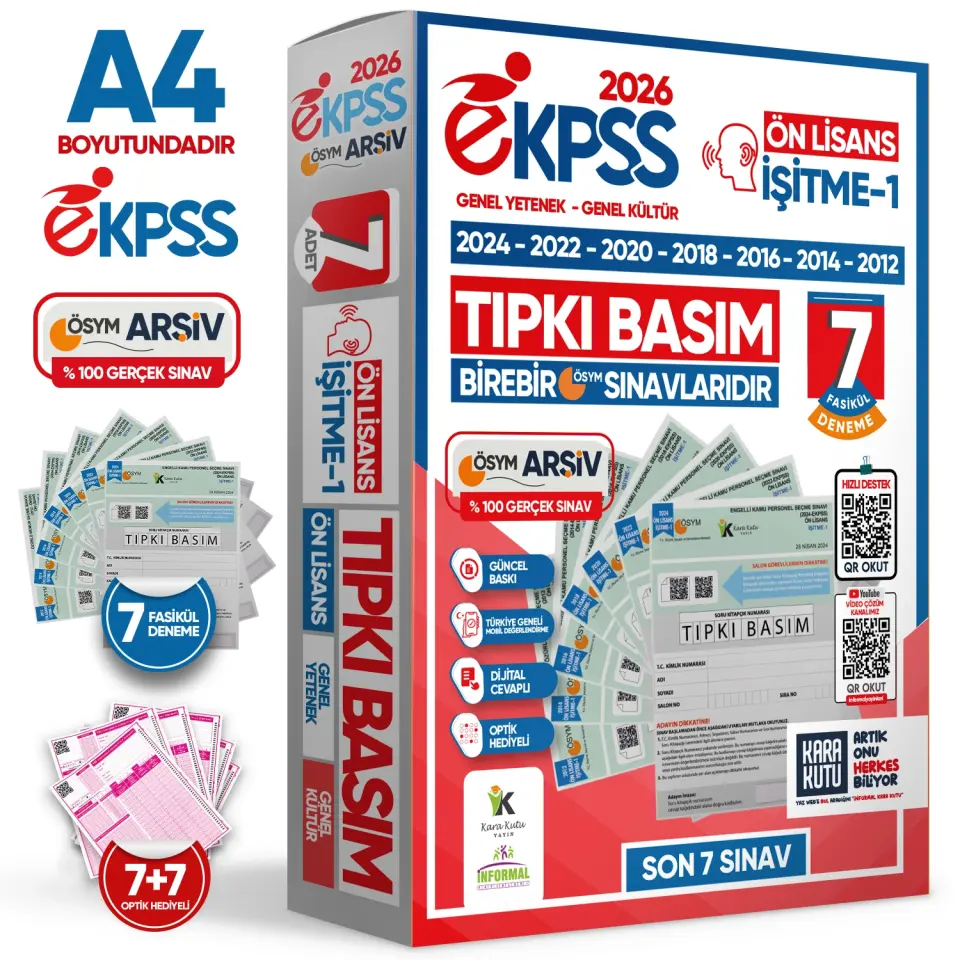 2026 EKPSS Ön Lisans İşitme-1 ÖSYM Çıkmış Soru Tıpkı Basım Soru Kitapçıkları 7li TG Deneme Paketi