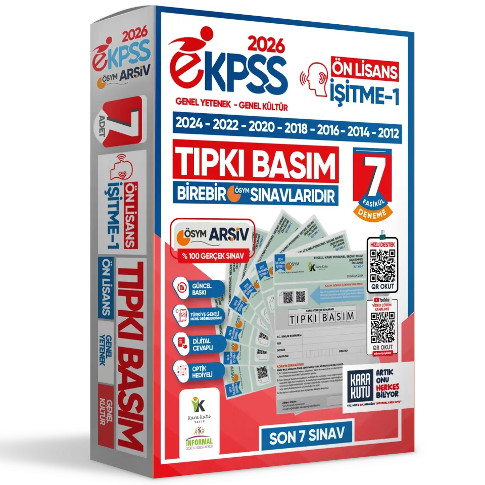 2026 EKPSS Ön Lisans İşitme-1 ÖSYM Çıkmış Soru Tıpkı Basım Soru Kitapçıkları 7li TG Deneme Paketi