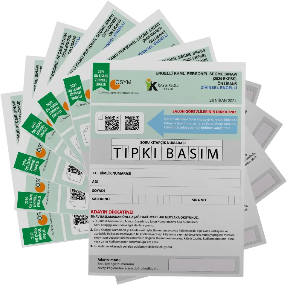 2026 EKPSS Ön Lisans Zihinsel Engelli ÖSYM Çıkmış Soru Tıpkı Basım 7li Kitapçık TG Deneme Paketi