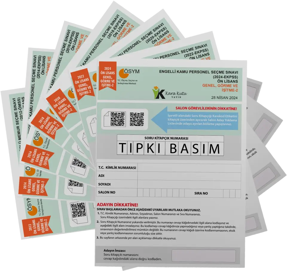 2026 EKPSS Önlisans Genel Görme İşitme-2 ÖSYM Çıkmış Soru Tıpkı Basım 7li Kitapçık TG Deneme Paketi
