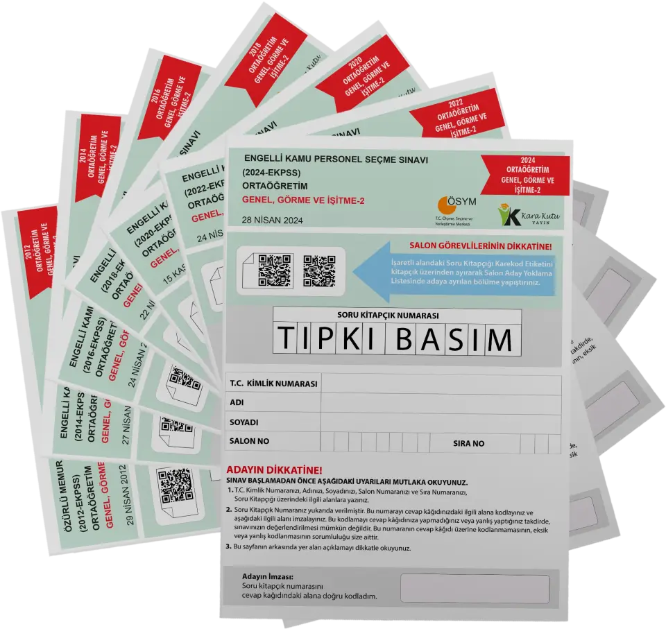 2026 EKPSS Ortaöğretim Genel Görme İşitme-2 ÖSYM Çıkmış Soru Tıpkı Basım 7li Kitapçık Deneme Paketi
