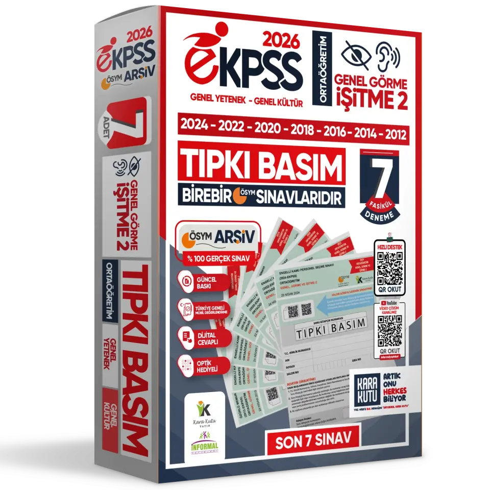2026 EKPSS Ortaöğretim Genel Görme İşitme-2 ÖSYM Çıkmış Soru Tıpkı Basım 7li Kitapçık Deneme Paketi