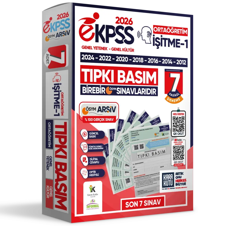 2026 EKPSS Ortaöğretim İşitme-1 ÖSYM Çıkmış Soru Tıpkı Basım Soru Kitapçıkları 7li TG Deneme Paketi