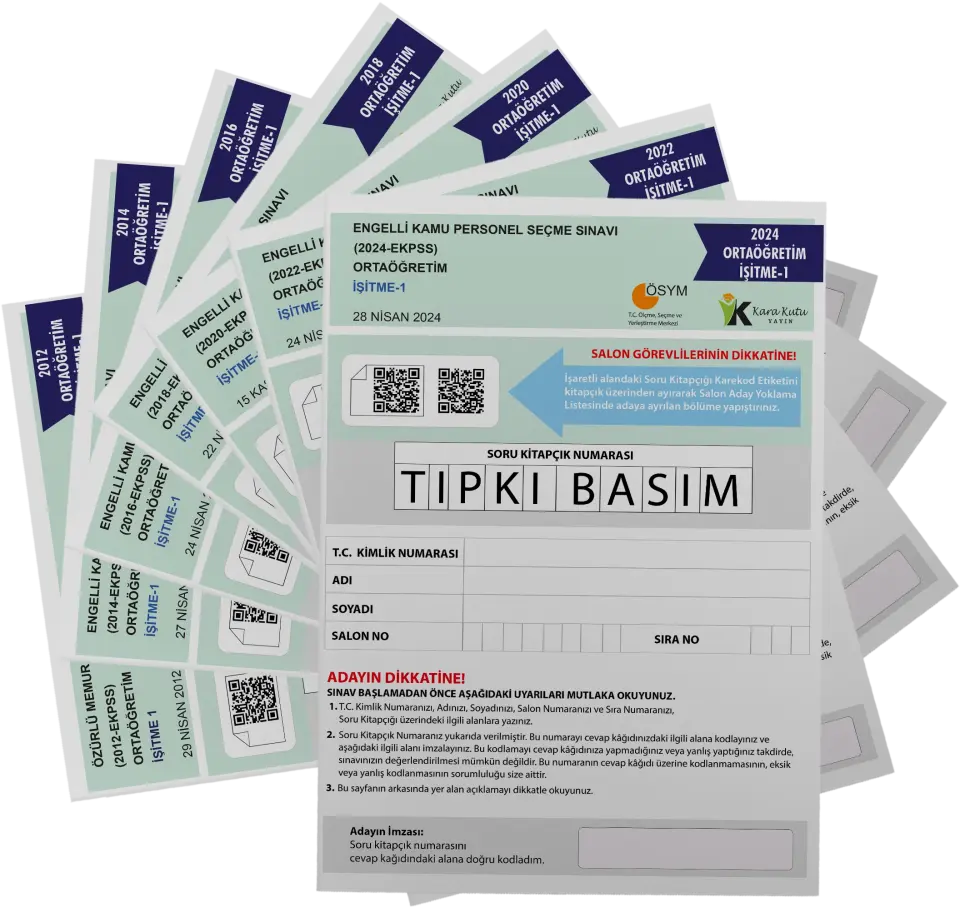 2026 EKPSS Ortaöğretim İşitme-1 ÖSYM Çıkmış Soru Tıpkı Basım Soru Kitapçıkları 7li TG Deneme Paketi