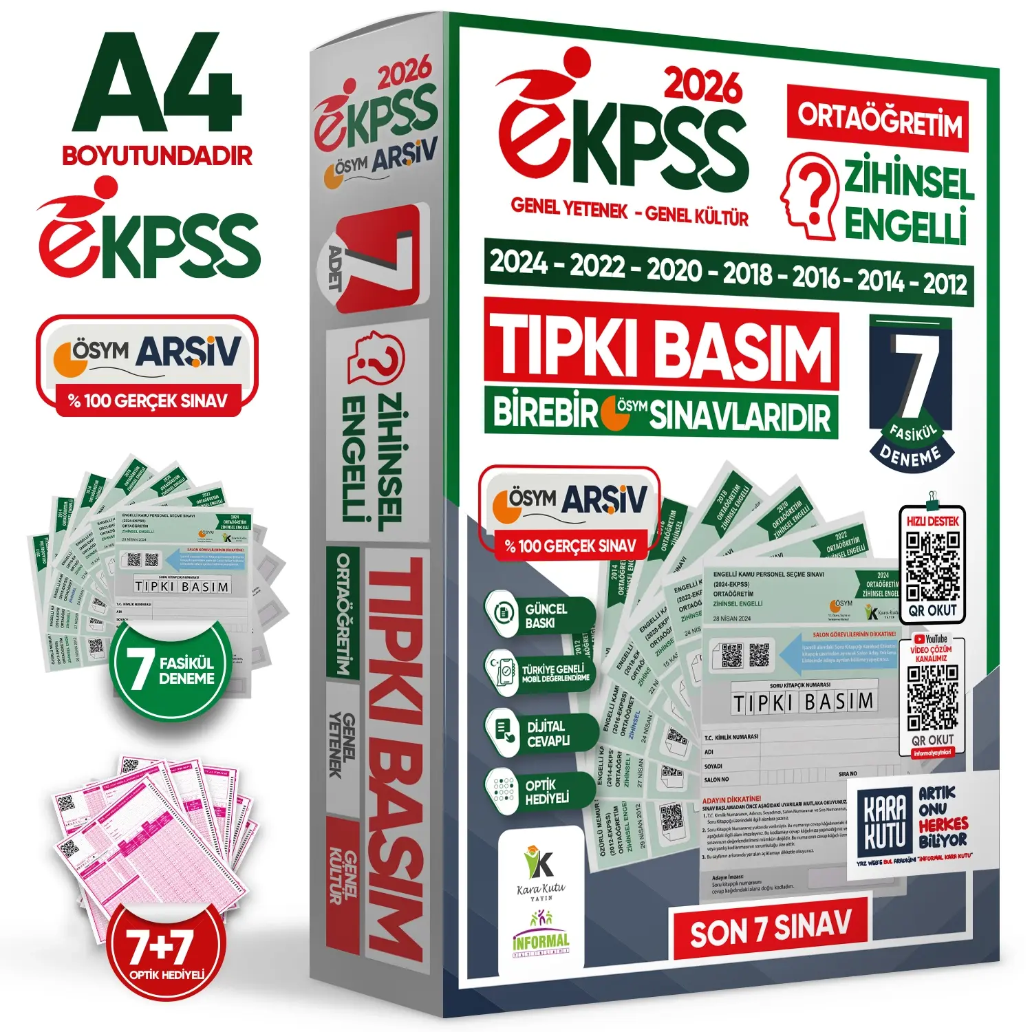 2026 EKPSS Ortaöğretim Zihinsel Engelli ÖSYM Çıkmış Soru Tıpkı Basım 7li Kitapçık TG Deneme Paketi